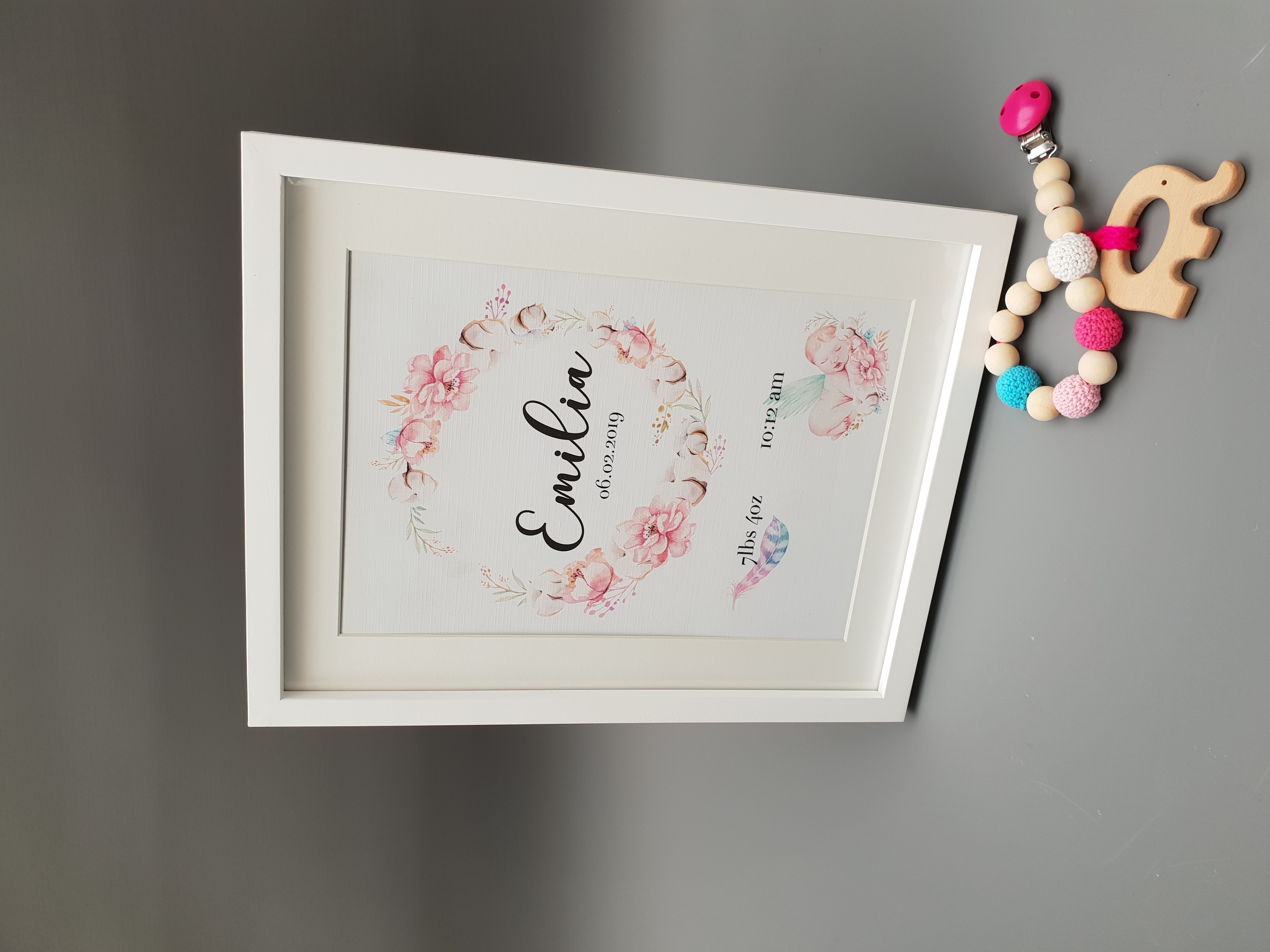 Personalized Watercolor Baby Framed Print