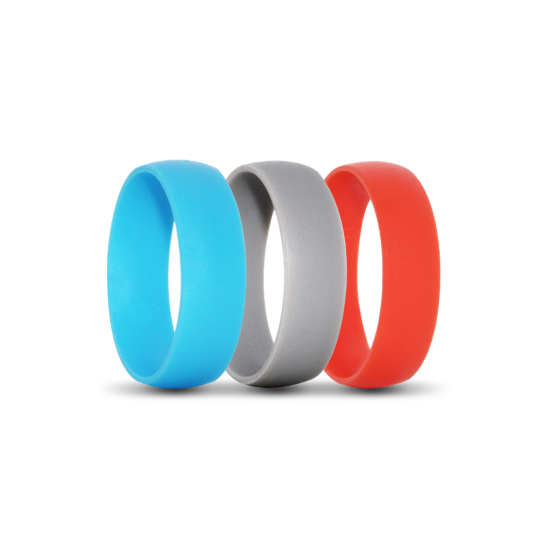 Blue, Grey and Red Silicone Fitness Rings