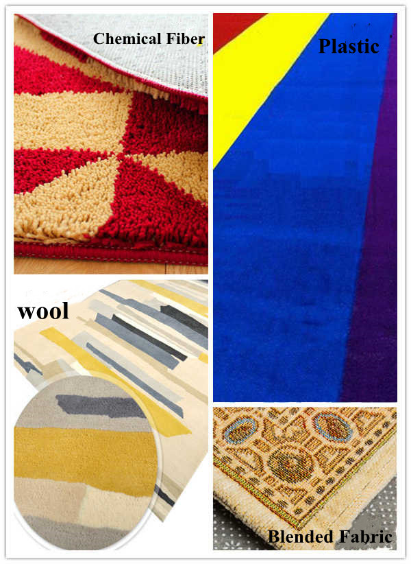 4 different colors of carpet material.