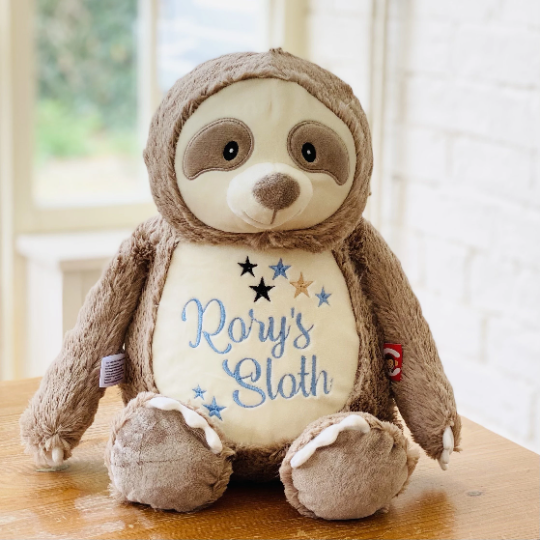 Personalised Embroidered Bear Cubbies Clingy Sloth