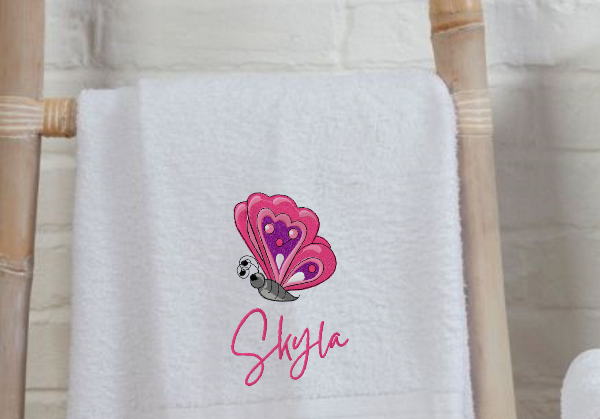 Personalised Towel -  Embroidered Butterfly Children’s Bath Towel
