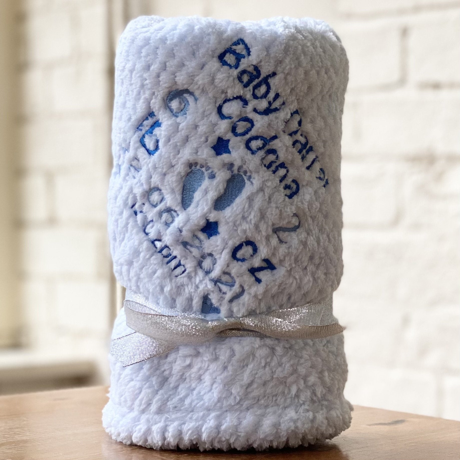 Personalised Baby Blanket Birth Waffle Weave Design