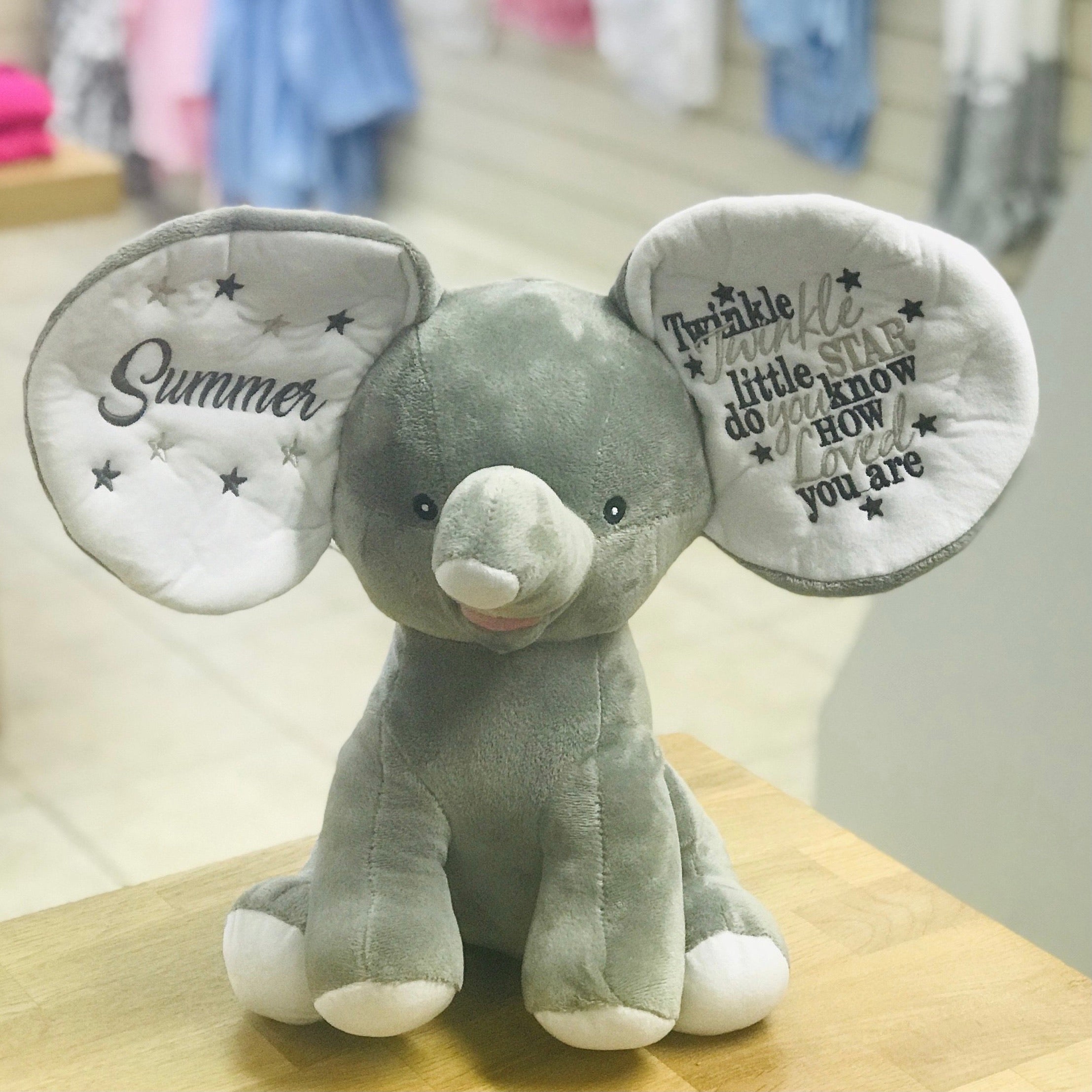 Personalised Embroidered Bear Cubbies Grey Elephant