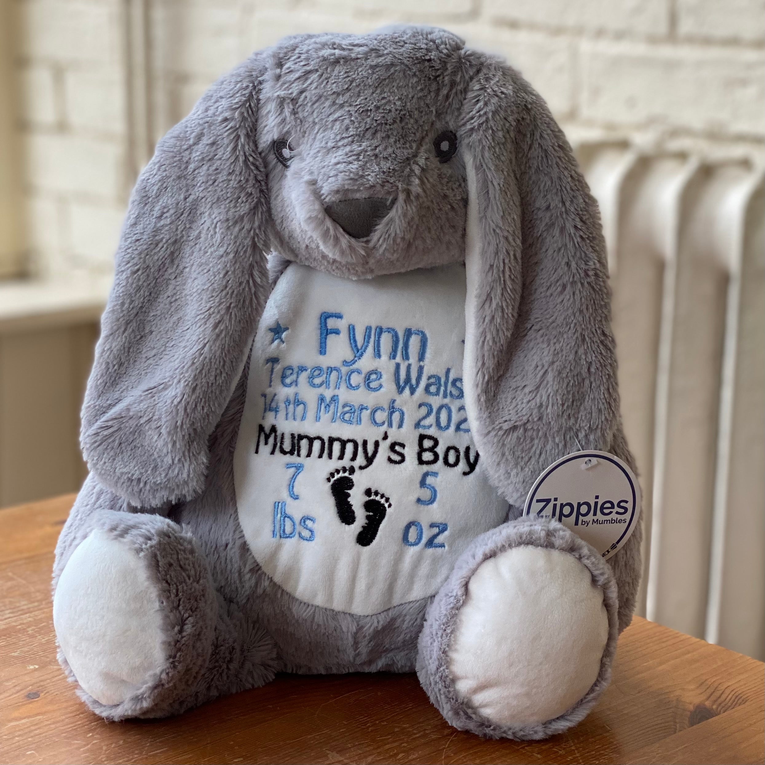 Personalised Bear Embroidered Mumbles Bunny