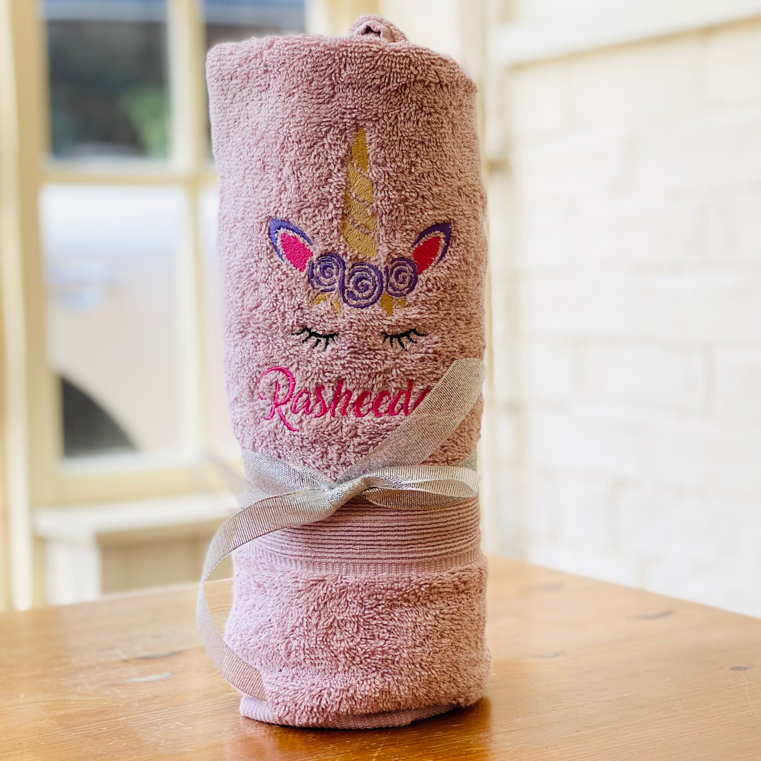 Personalised Embroidered Towel - Unicorn Children’s Bath Towel