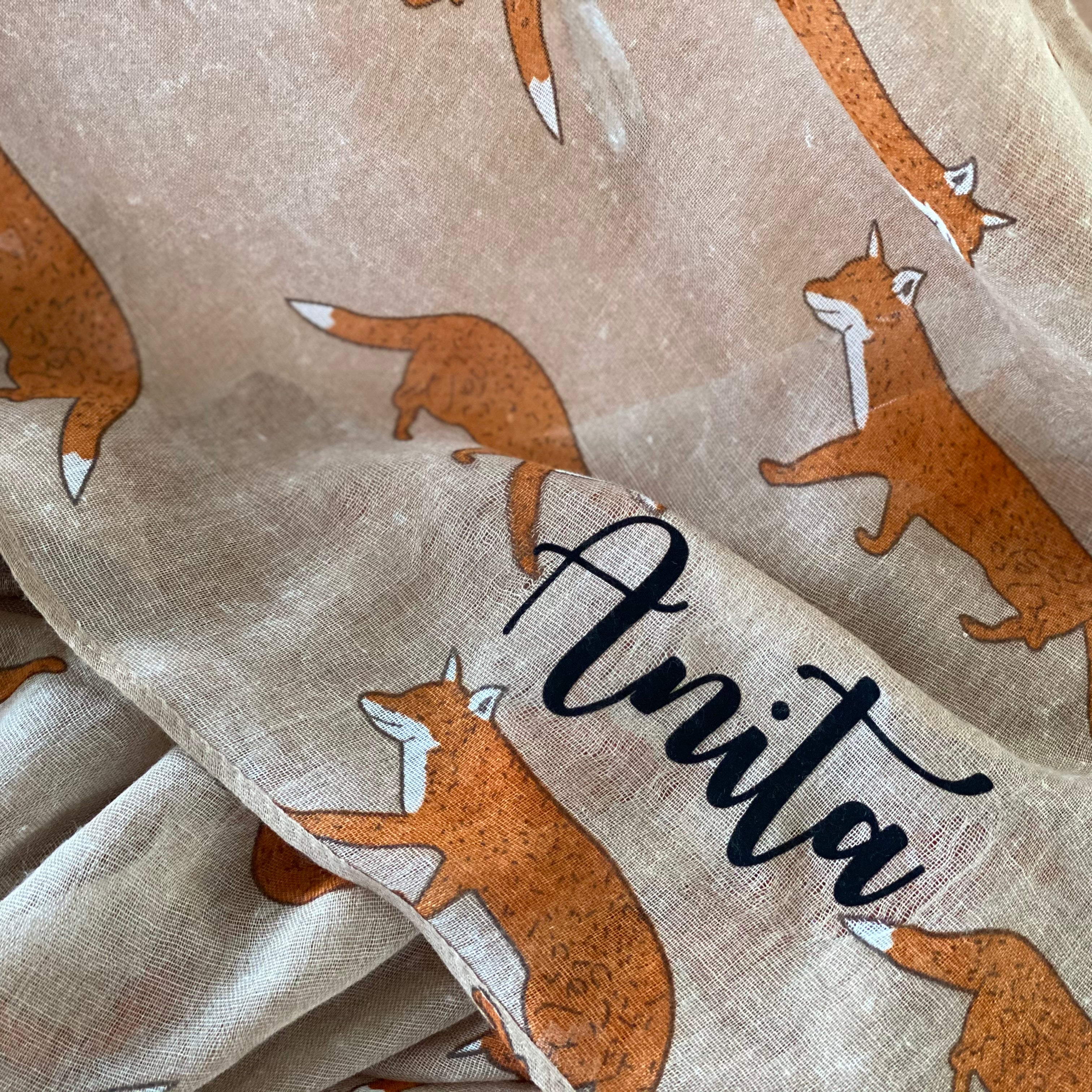 Personalised Scarf Countryside Fox Design