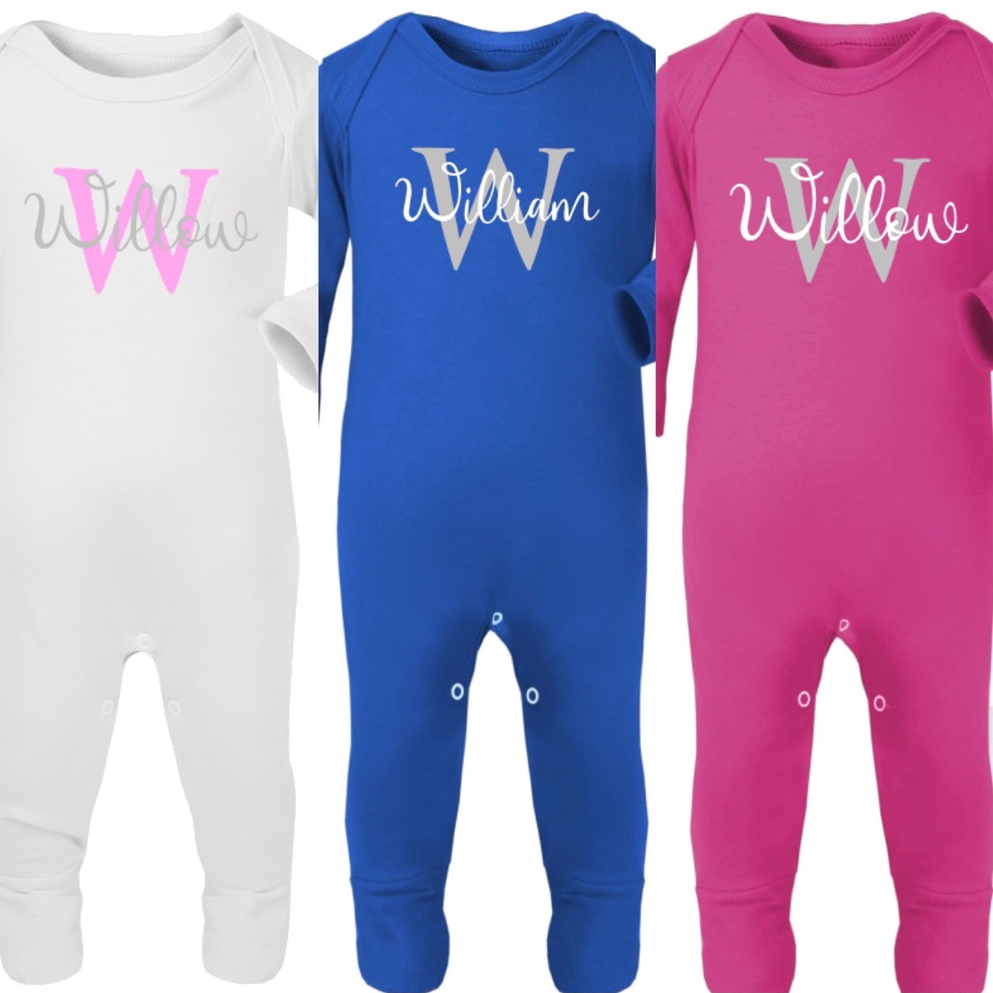 Personalised Sleepsuit Baby Big Letter Design