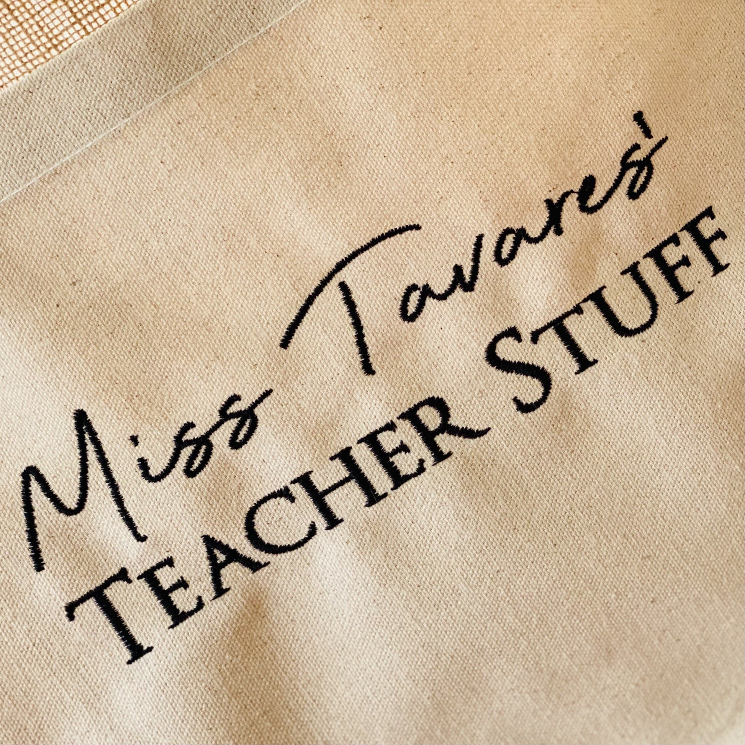 Personalised Bag Teacher Design XL size Cotton Pocket Jute