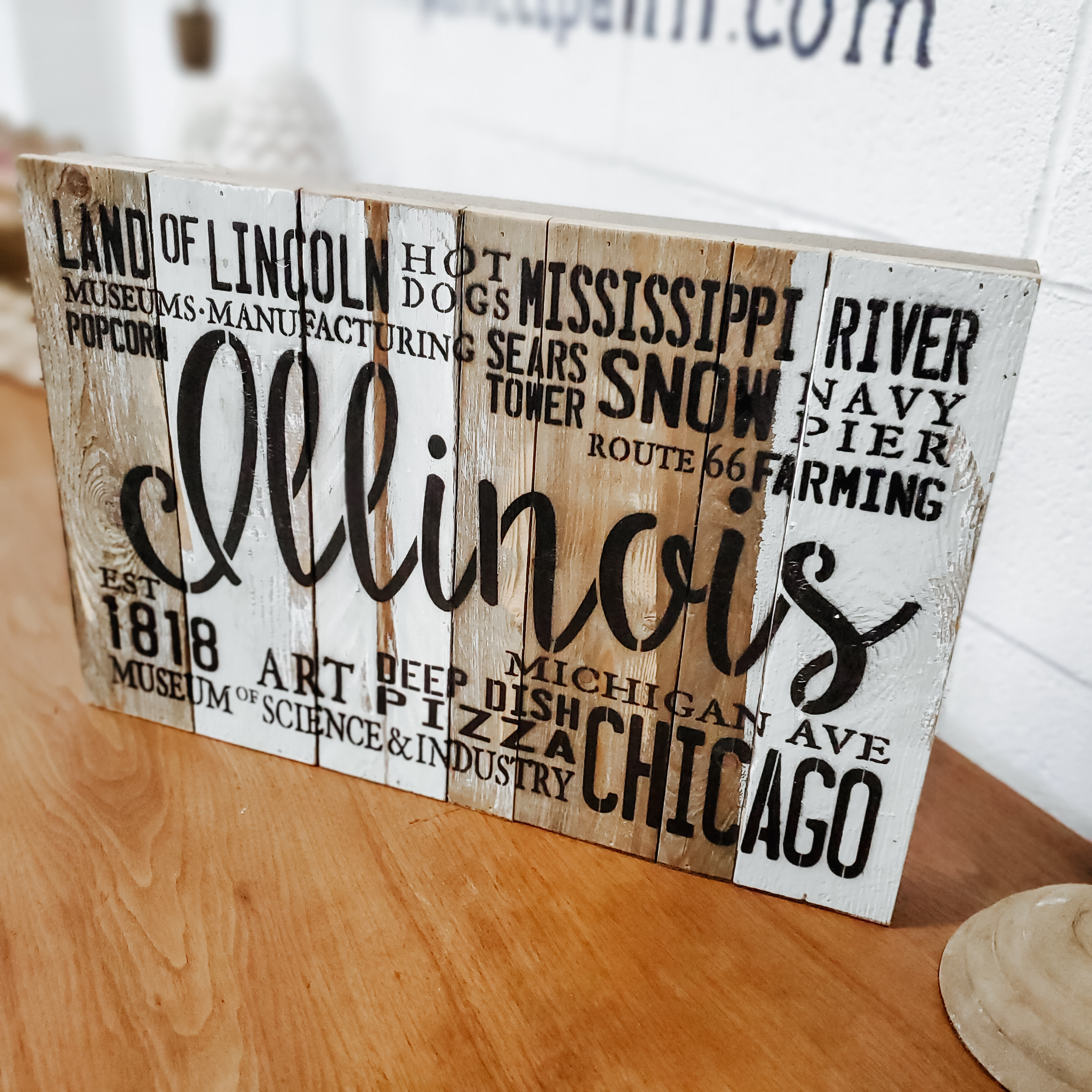 Home Sweet Illinois Wood Hanging Sign