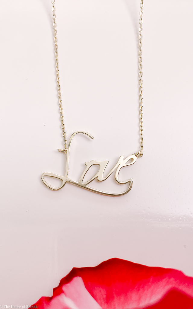 Sterling Silver "Love" Charm Necklace in GOLD