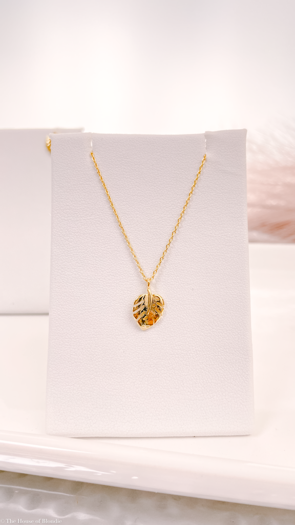 Monstera Leaf Pendant Charm Necklace. The House of Blondie