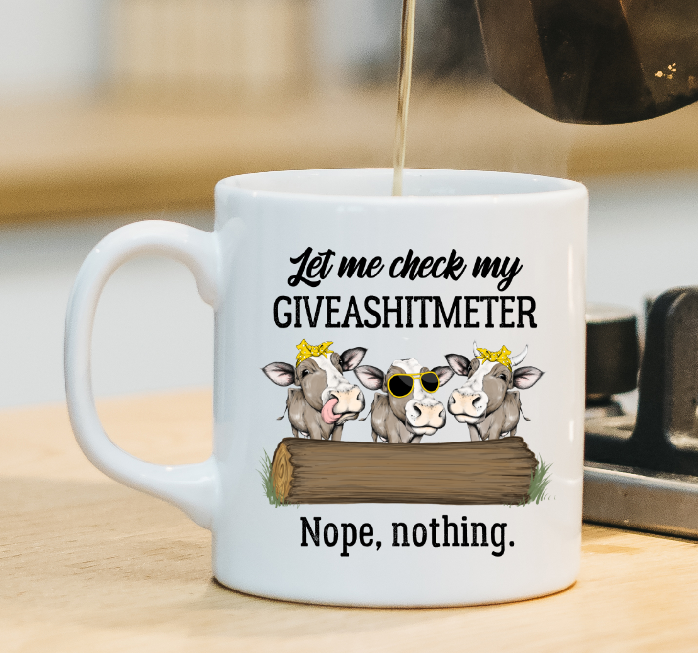Personalised Mug - Giveashitmeter Cow Design