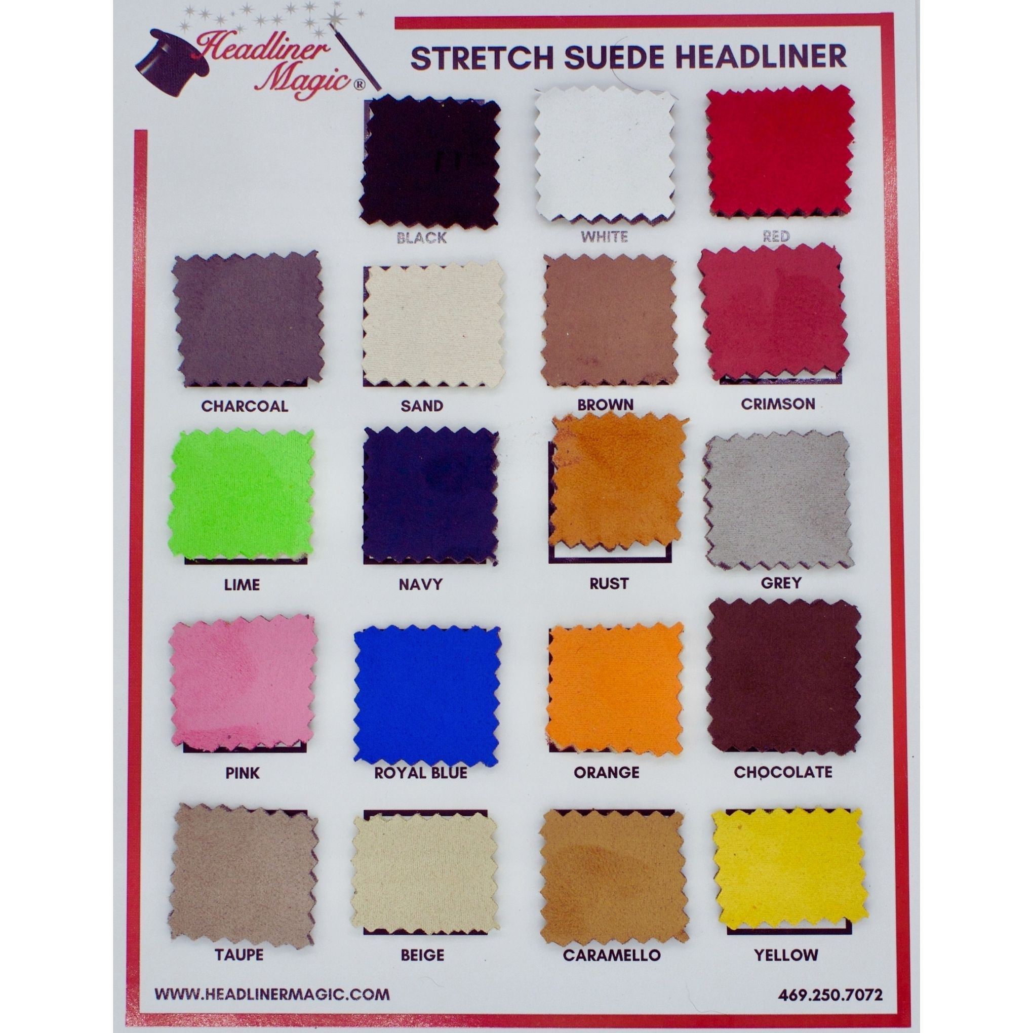 Stretch Suede Headliner Foam Backed 19 Color