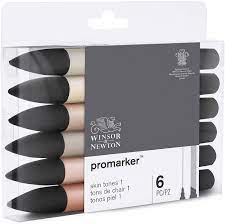 Winsor & Newton Promarker, Skin Tones 1, Set of 6 Alcohol Based Dual Tip  Markers for Artists : Amazon.co.uk