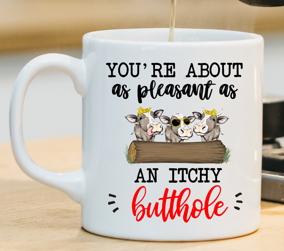 Personalised Mug - You’re About As Pleasant As An Itchy Butthole