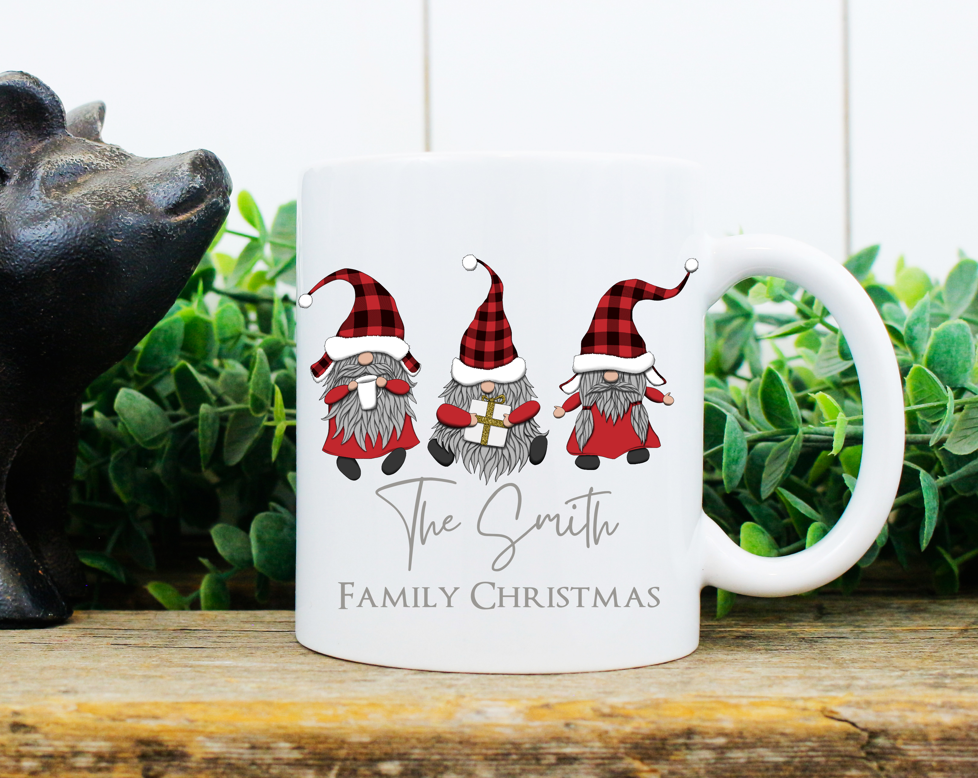 Personalised Christmas Mug Gonk Family Name 