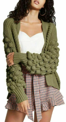Knitted Cardigan Bubble Sleeved for Women | stylelockers.myshopify.com