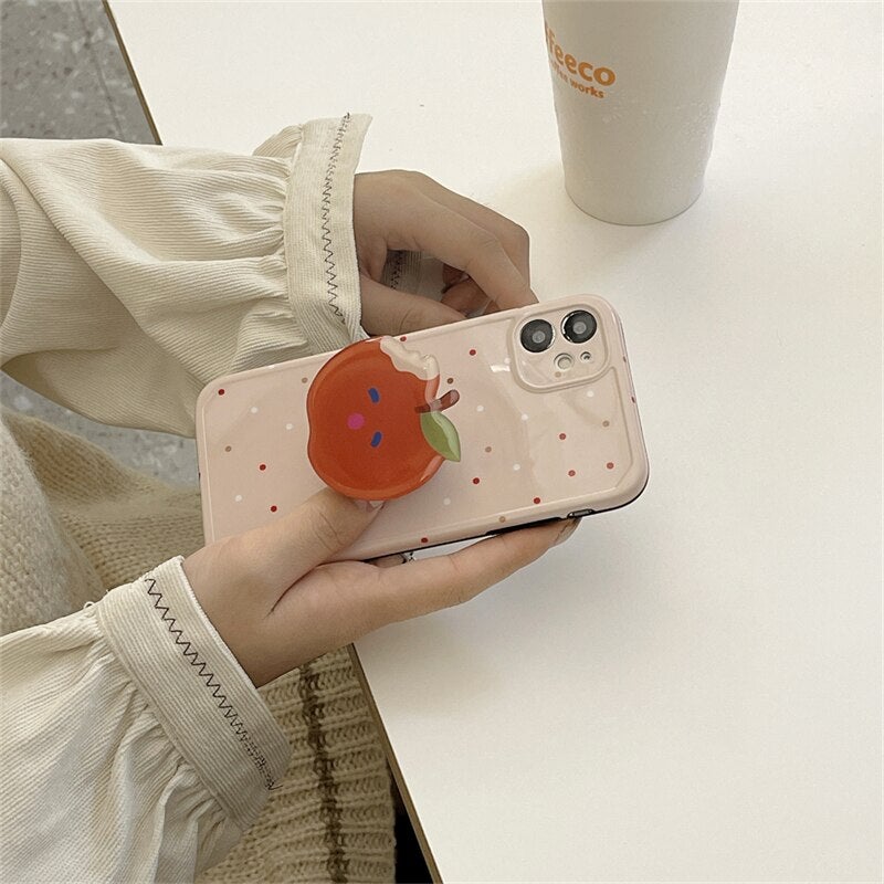 Kawaii iPhone Case with apple holder