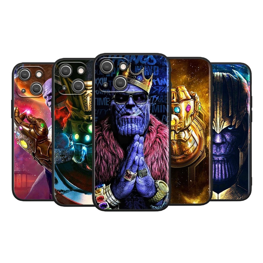 Thanos Avengers Marvel iPhone Case 13 12 Pro Max Mini 11 Pro XS Max X XR 6 7 8 Plus 5S SE2020 Black Phone Case