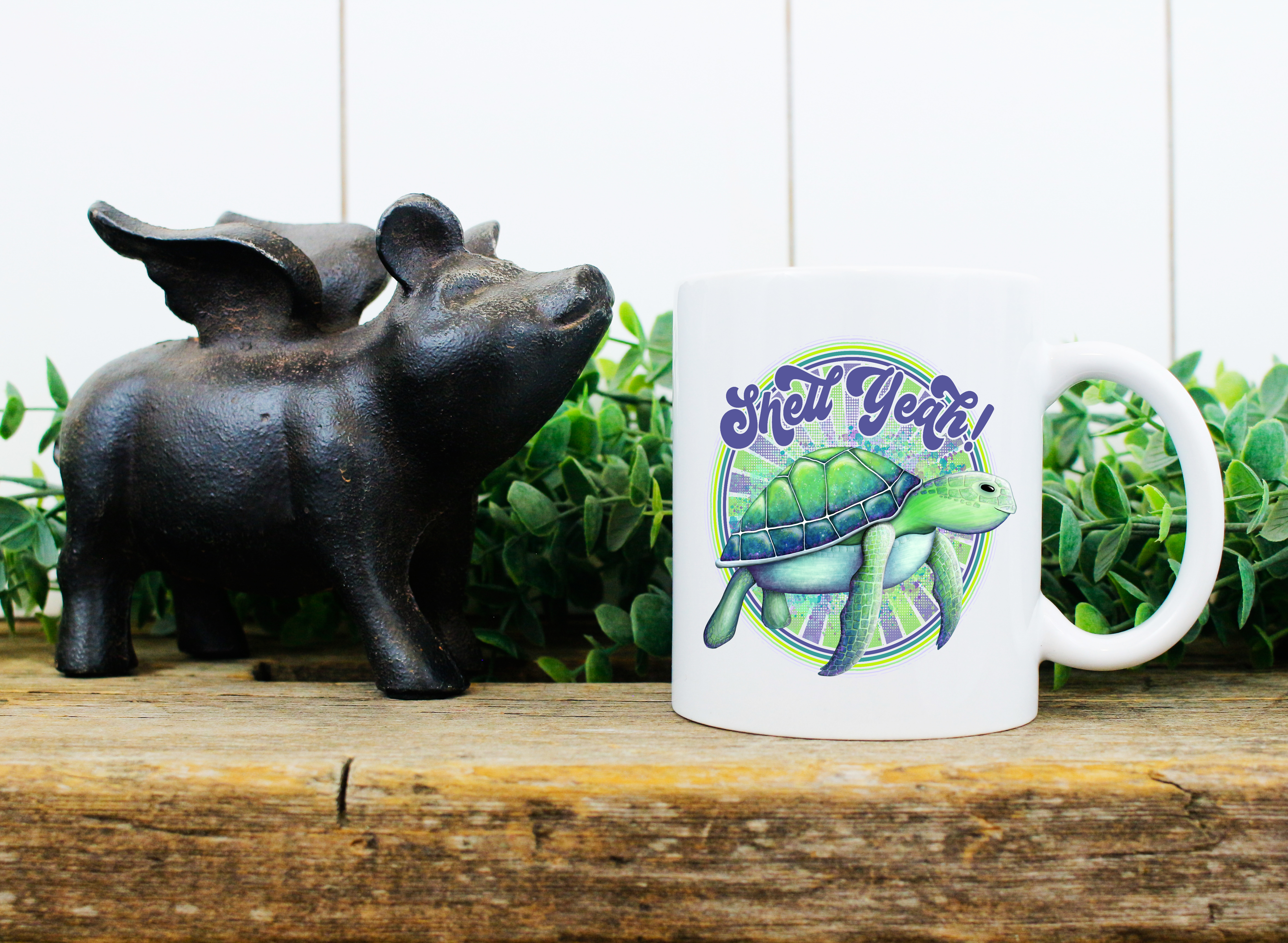 Personalised Funny Mug!! Shell Yeah - Groovy Turtle