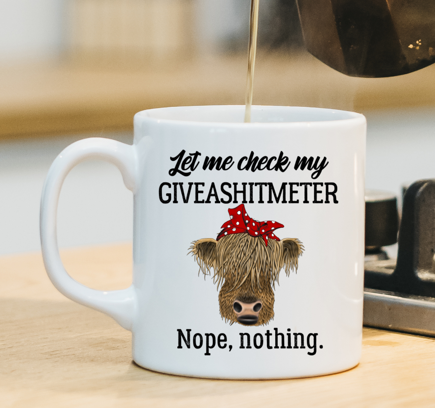 Personalised Coffee Mug - Giveashitmeter Highland Cow Mug