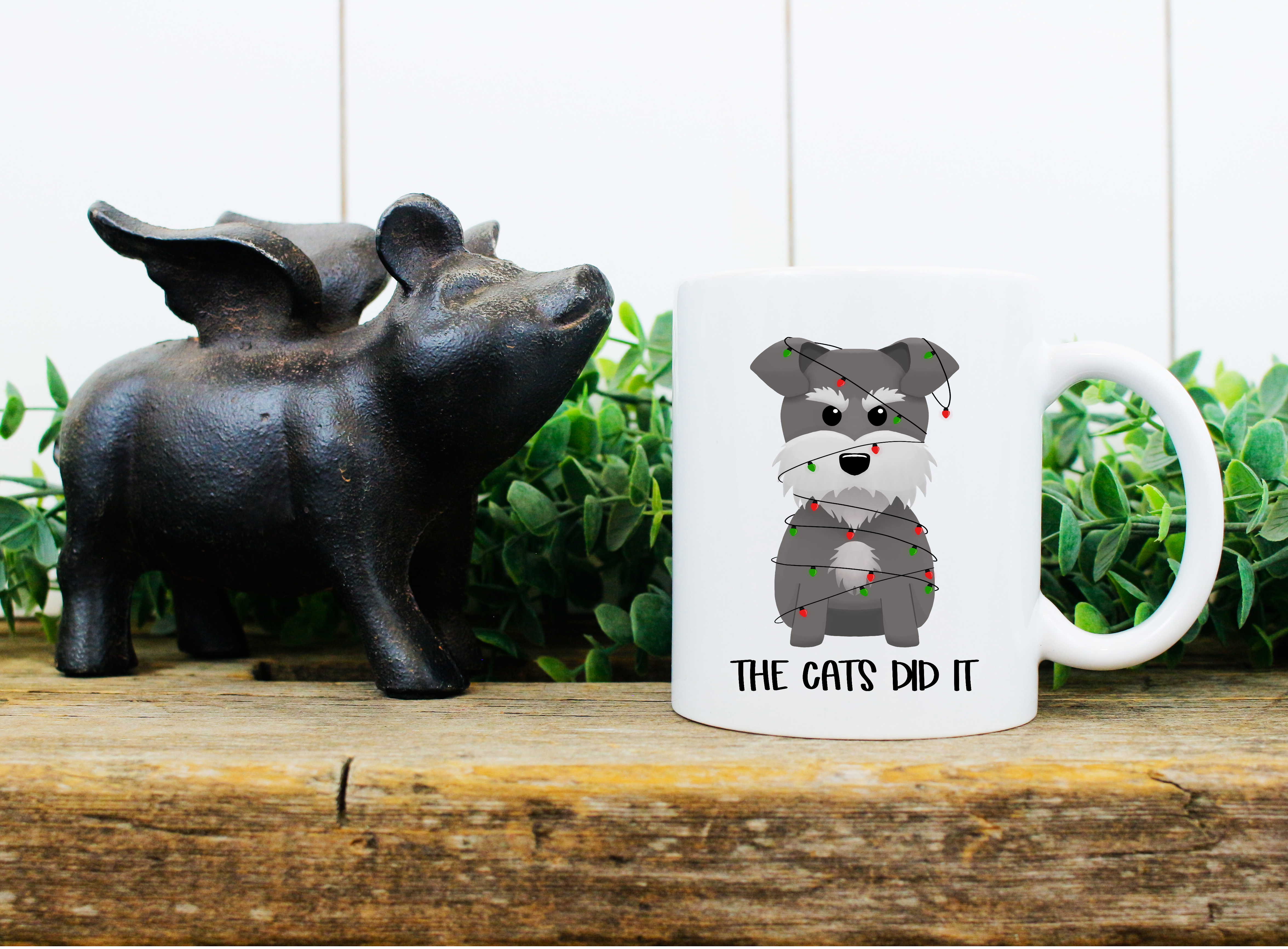 Personalised Mug - The Cats Did It Dog Wrapped in Lights